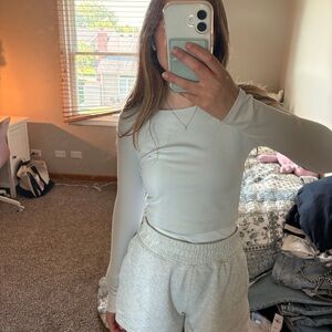 Olivia Rae White Ribbed Women's Long sleeve Top